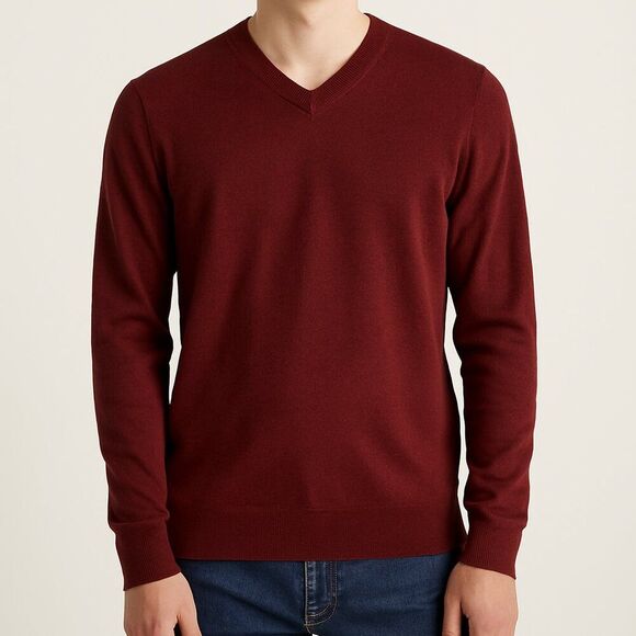 Banana Republic Maroon Red V-Neck Sweater Size Medium - Picture 1 of 7
